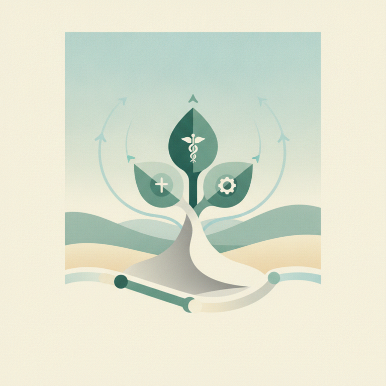 An artwork featuring three green leaf-like