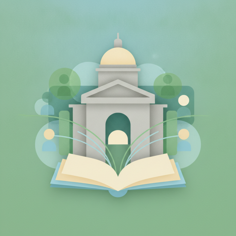 Graphic illustration of a domed government building