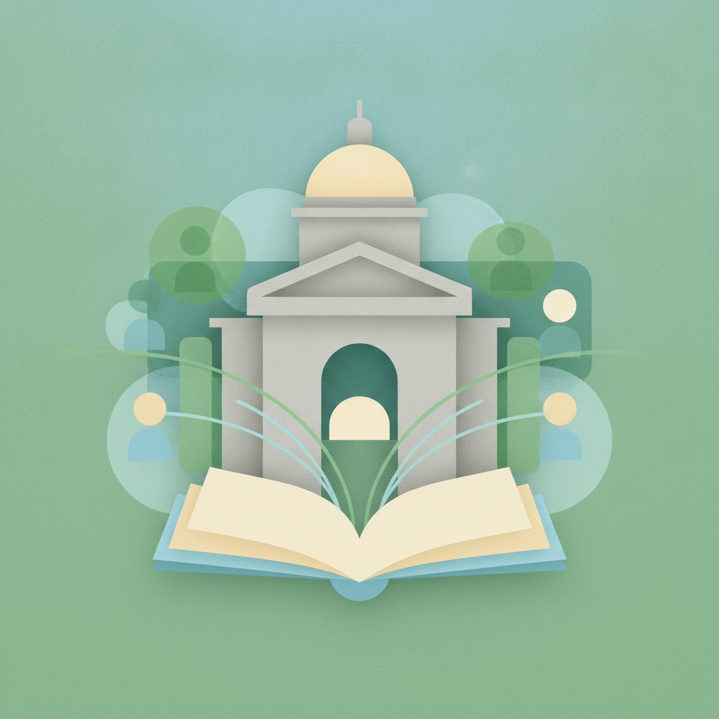Graphic illustration of a domed government building