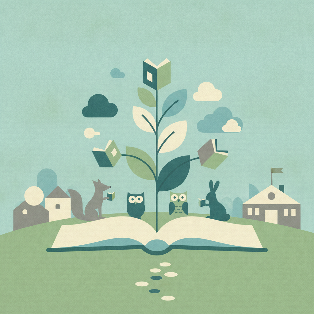 A whimsical illustration of a leafy plant