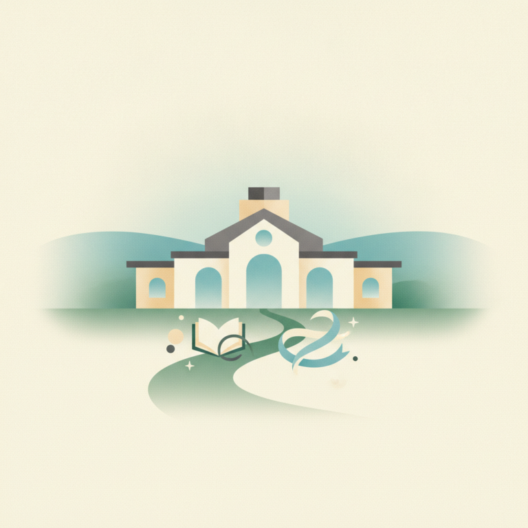 A minimalist vector illustration of a school building