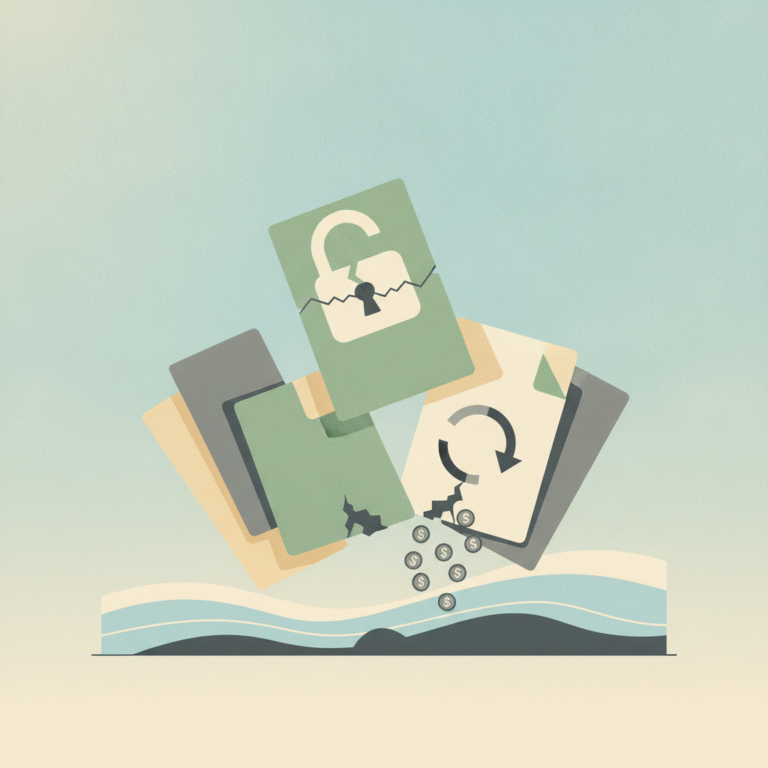 An illustration of damaged financial documents