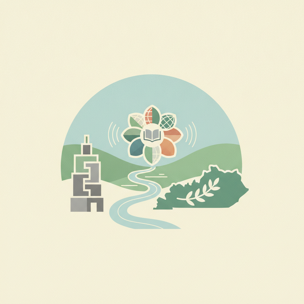 An illustration set against a cream background