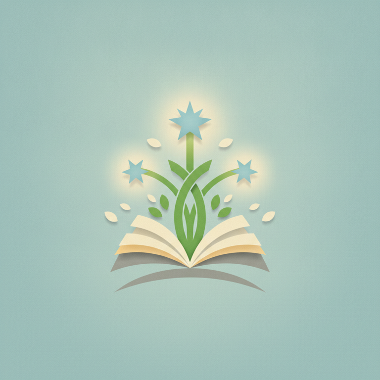 An illustration of an open book with