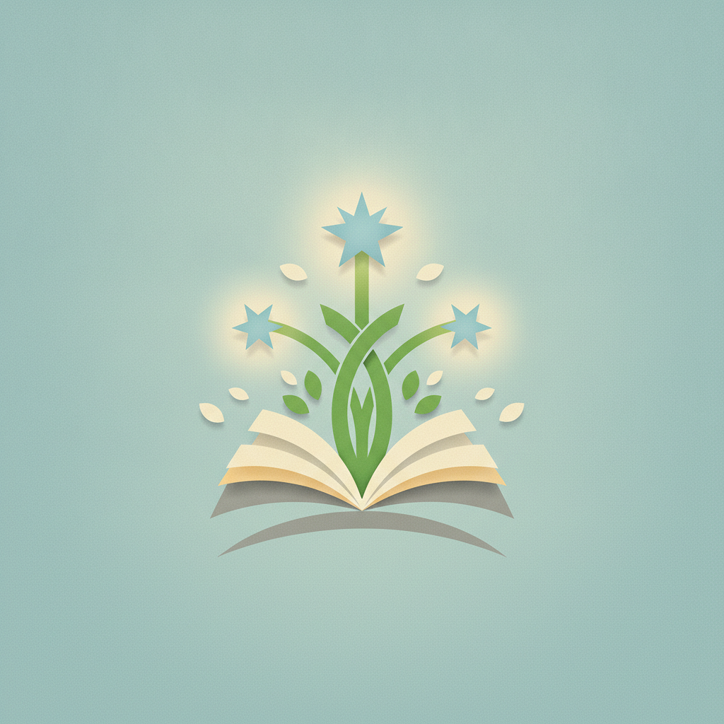 An illustration of an open book with