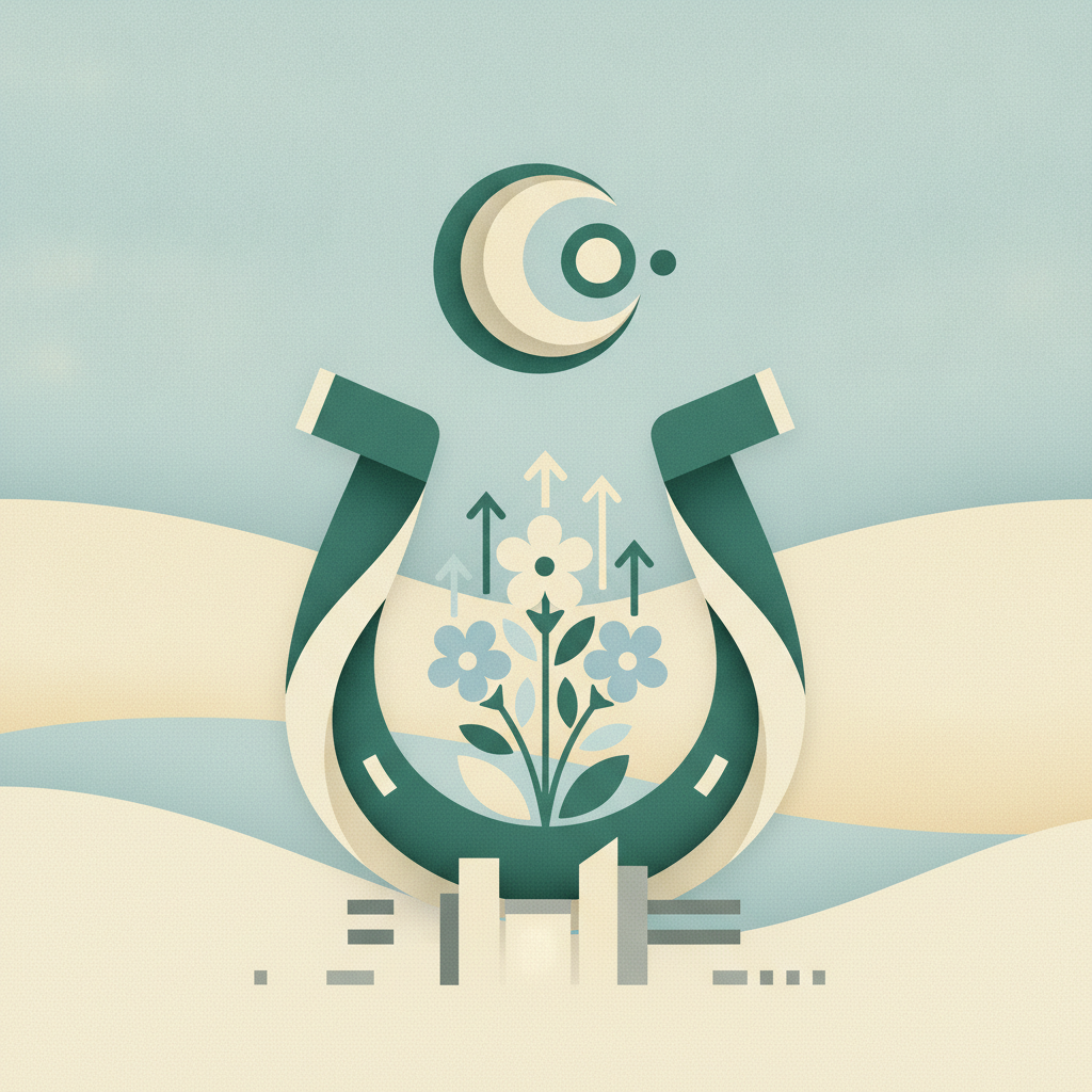 A stylized graphic illustration featuring a green