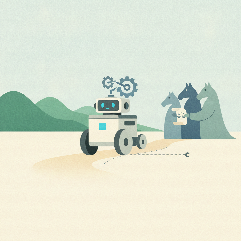 An illustration featuring a small, wheeled