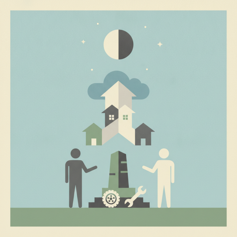 A minimalist, symmetrical flat illustration