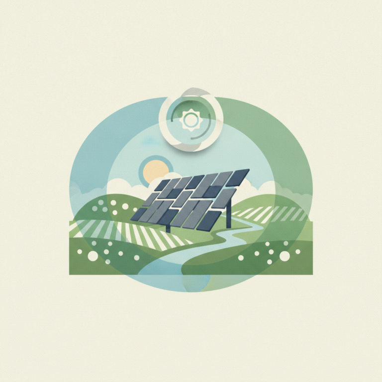 Graphic illustration of a large solar panel array