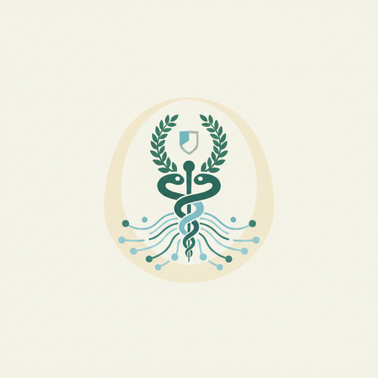 A stylized medical emblem