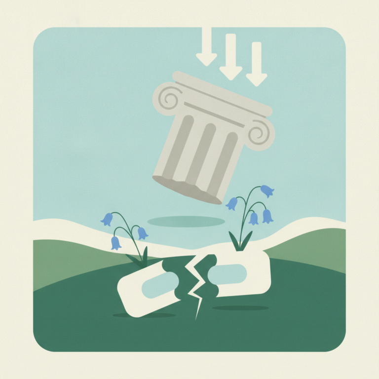 An illustration showing three downward-