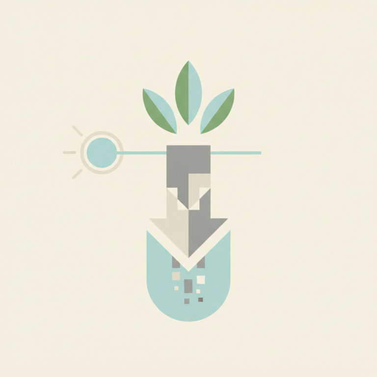 An abstract graphic illustration featuring three green