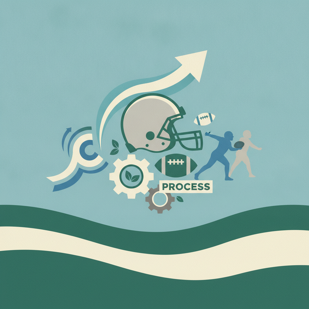 A graphic illustration set against a teal
