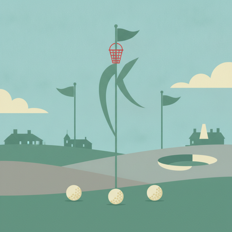 /flagstick rising from behind the middle