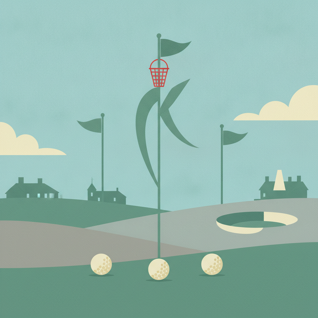 /flagstick rising from behind the middle