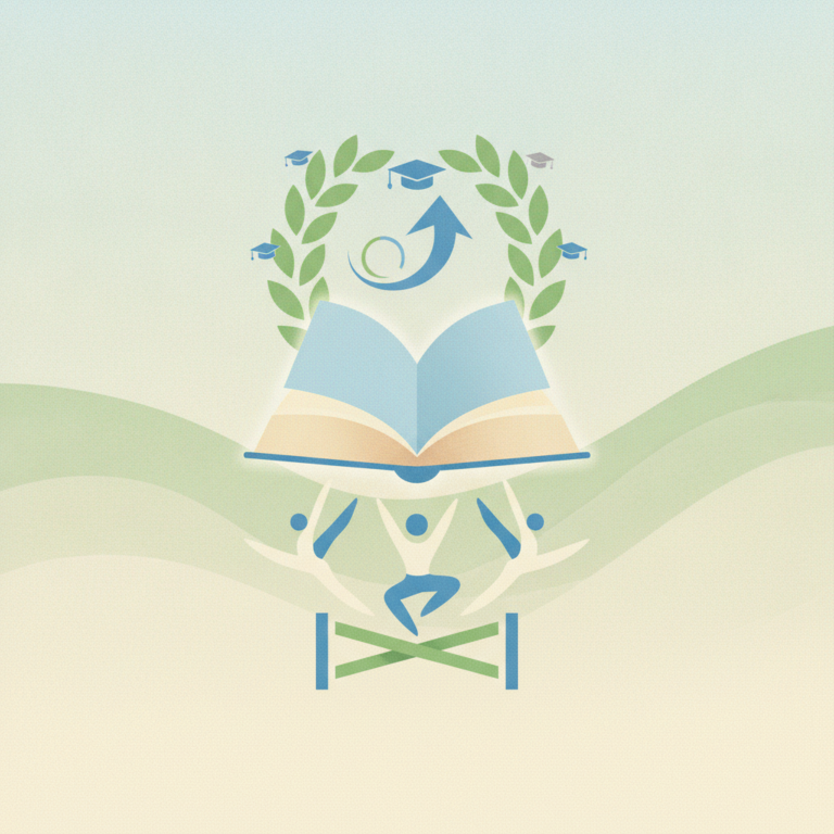 An illustration celebrating collegiate gymnastics and academic