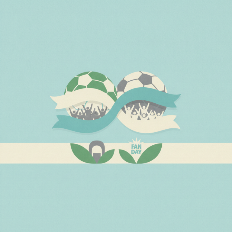 An illustration featuring two stylized soccer balls side