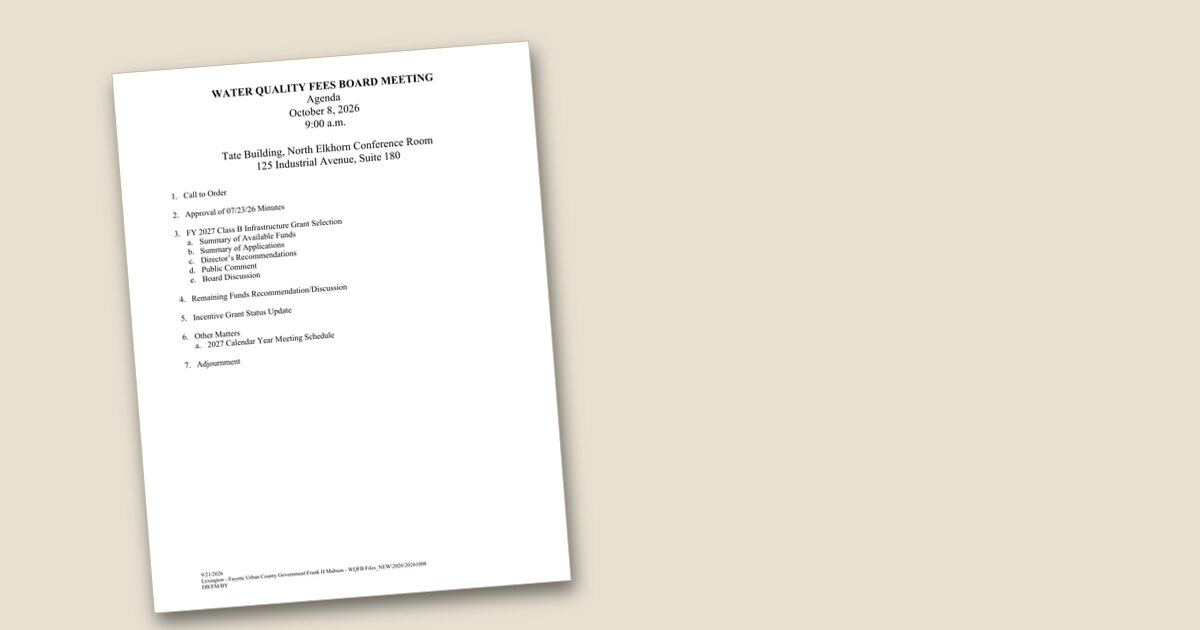Water Quality Board to review FY 2027 infrastructure grant selections