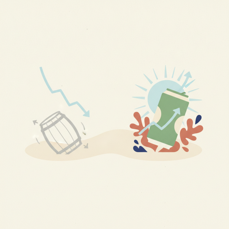 Illustration showing a falling whiskey barrel