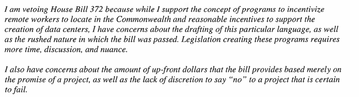Text excerpt from Governor Andy Beshear