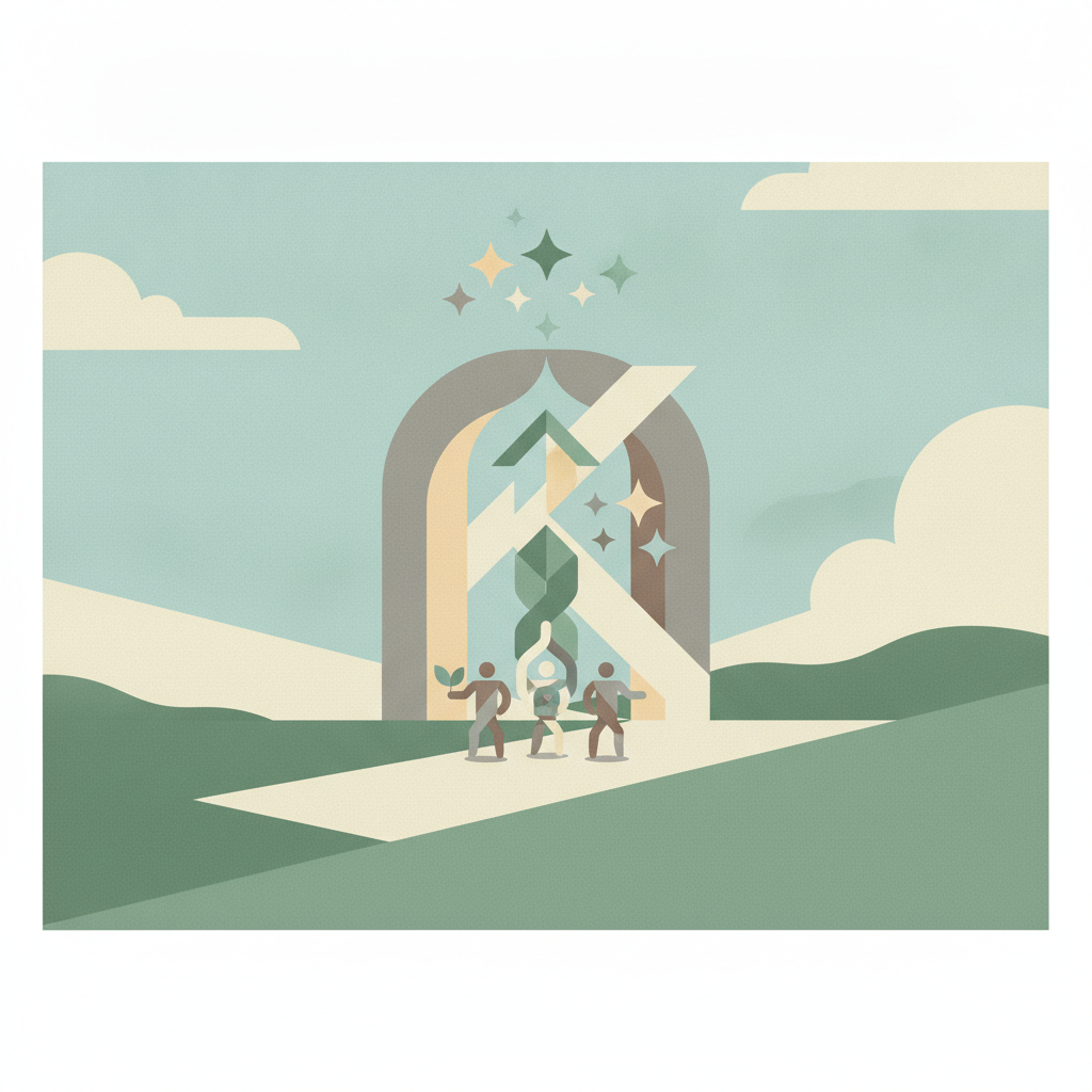 Three small stylized