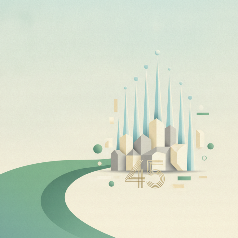 A minimalist geometric illustration commemorating a