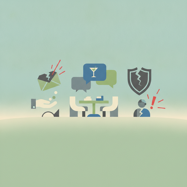 A minimalist illustration featuring three conceptual graphic