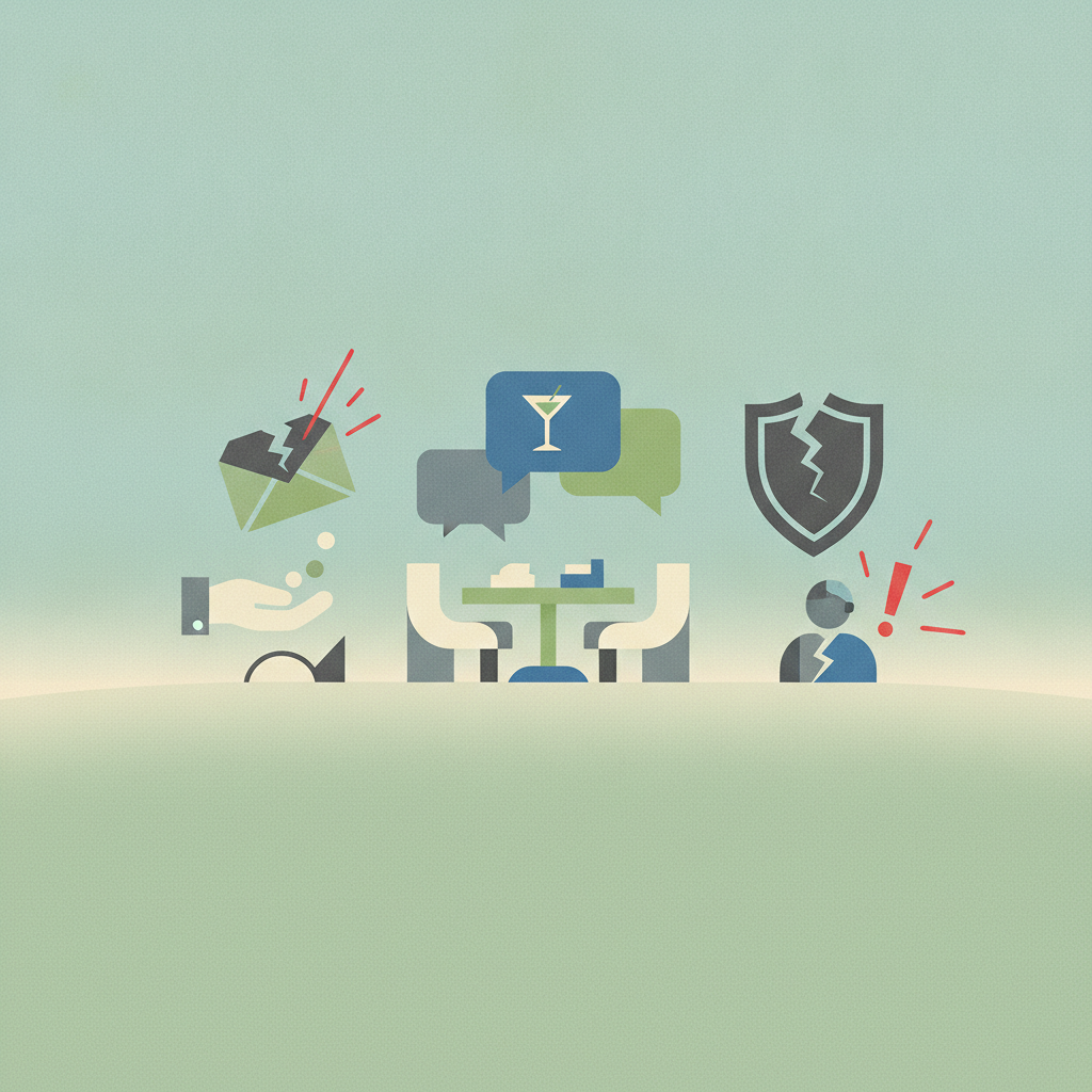 A minimalist illustration featuring three conceptual graphic