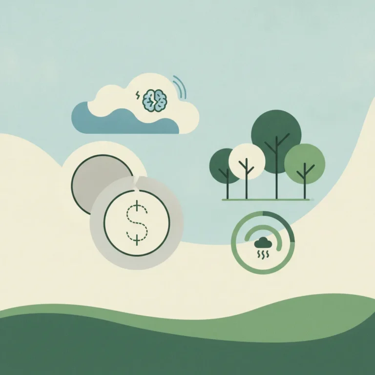 A minimalist illustration featuring four icons against