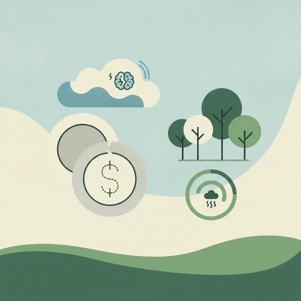 A minimalist illustration featuring four icons against