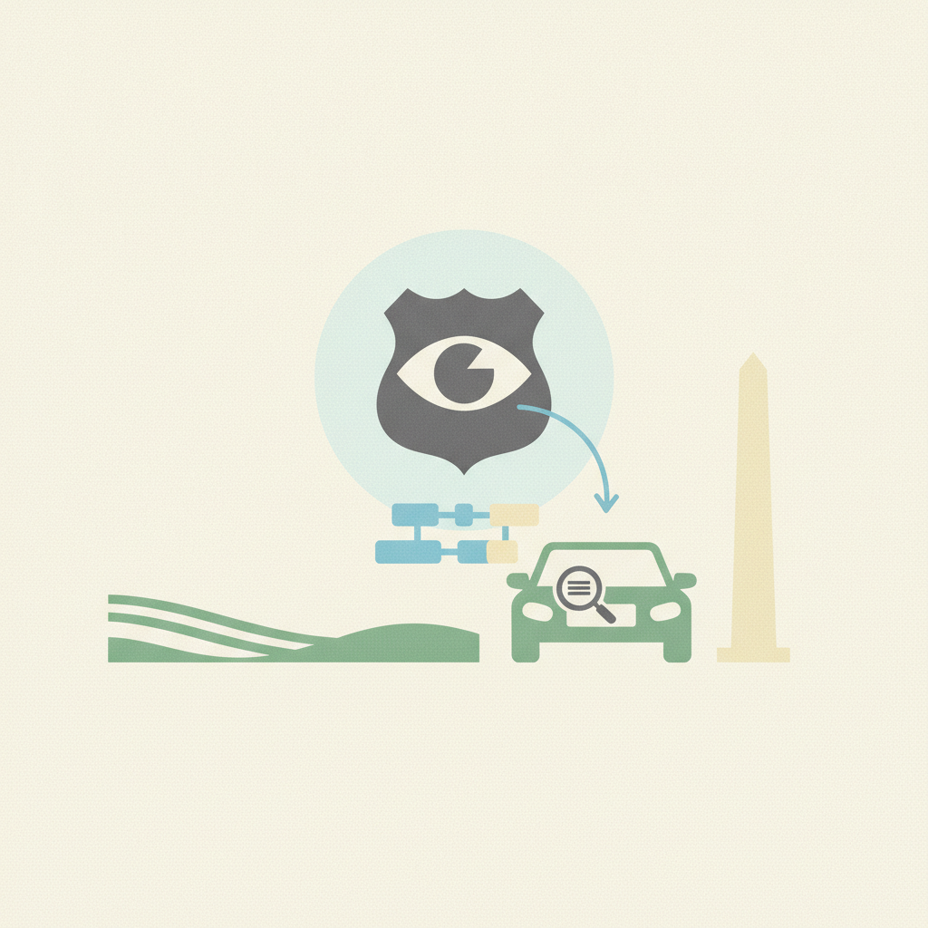 arrow pointing from the eye/badge