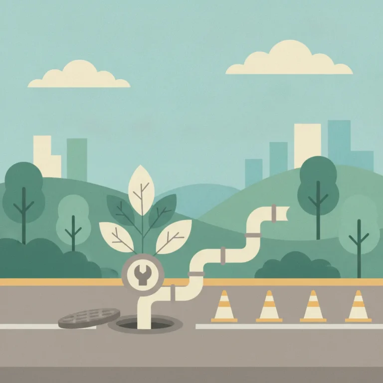 Flat illustration of road work showing an