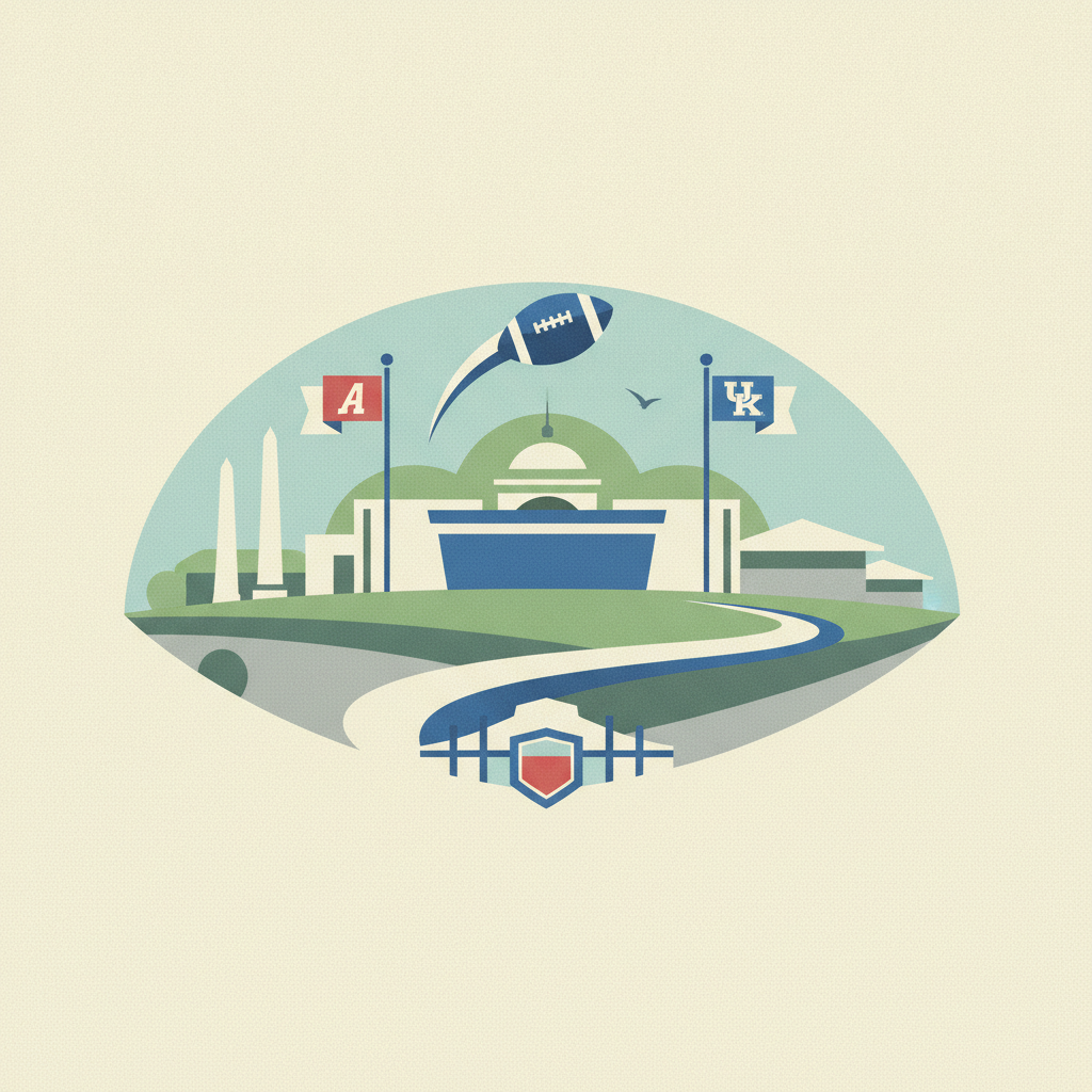Graphic illustration inside a football-shaped frame