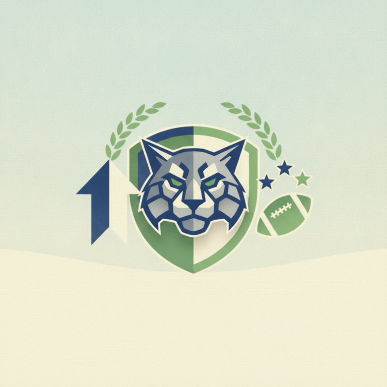 A stylized sports emblem featuring a geometric