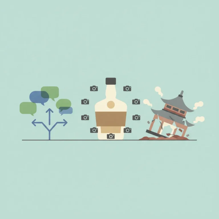 A minimalist illustration featuring three icons arranged along